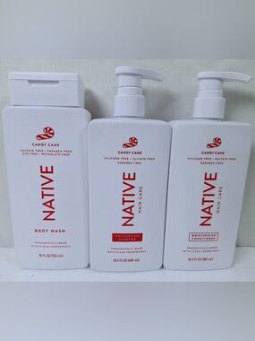 Native Candy Cane Body Wash Shampoo & Conditioner Set